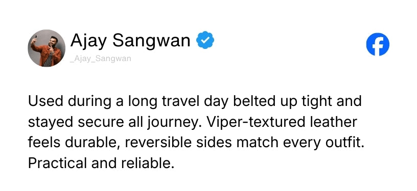 Italian Leather Reversible Black & Brown Belt For Men (Leather Texture: Viper) Review 3