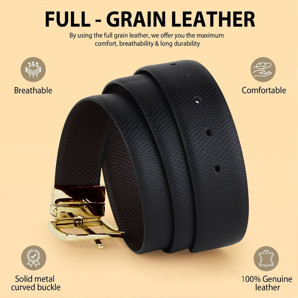 Hayes London | Italian Leather Reversible Black & Brown Belt For Men (Leather Texture: Viper)