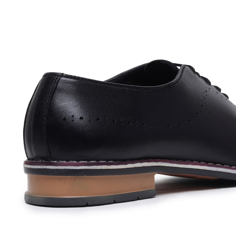Hayes London | Shelby Wholecut Oxford Shoes – Black Plain Genuine Leather Men’s Shoes