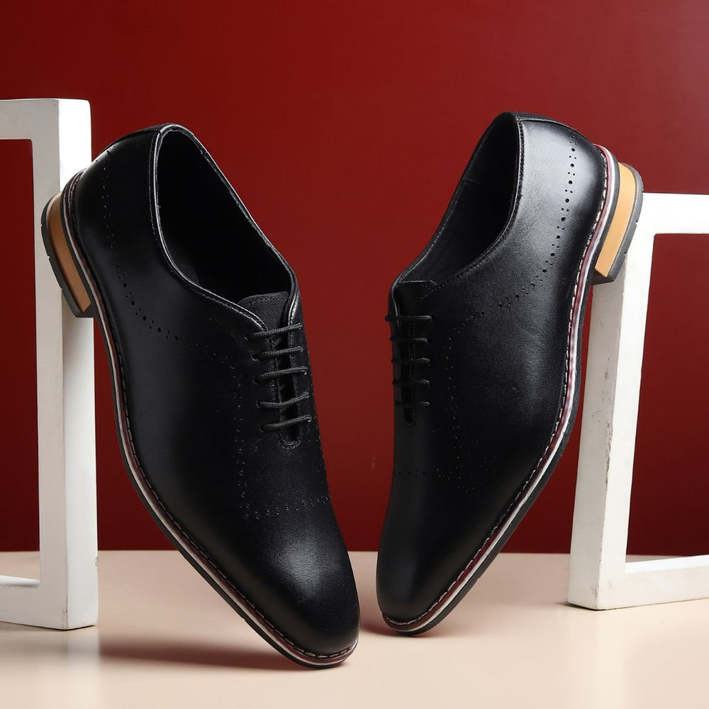 Hayes London | Shelby Wholecut Oxford Shoes – Black Plain Genuine Leather Men’s Shoes