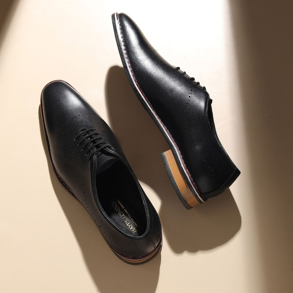 Hayes London | Shelby Wholecut Oxford Shoes – Black Plain Genuine Leather Men’s Shoes