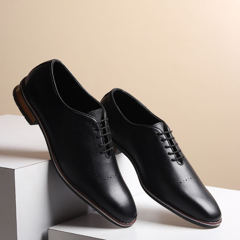Hayes London | Shelby Wholecut Oxford Shoes – Black Plain Genuine Leather Men’s Shoes