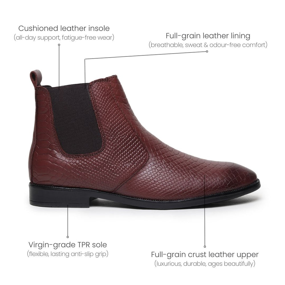 Hayes London | Hawk Chelsea Boots – Brown Textured Genuine Leather Men’s Shoes