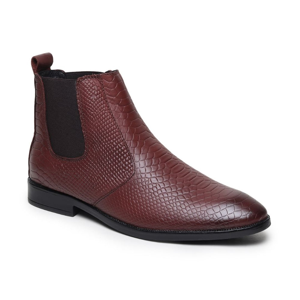 Hayes London | Hawk Chelsea Boots – Brown Textured Genuine Leather Men’s Shoes