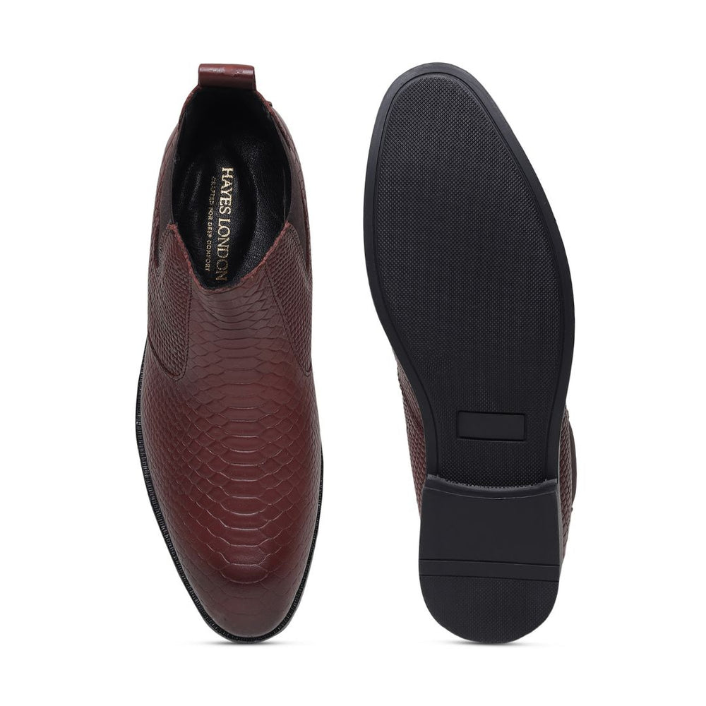 Hayes London | Hawk Chelsea Boots – Brown Textured Genuine Leather Men’s Shoes