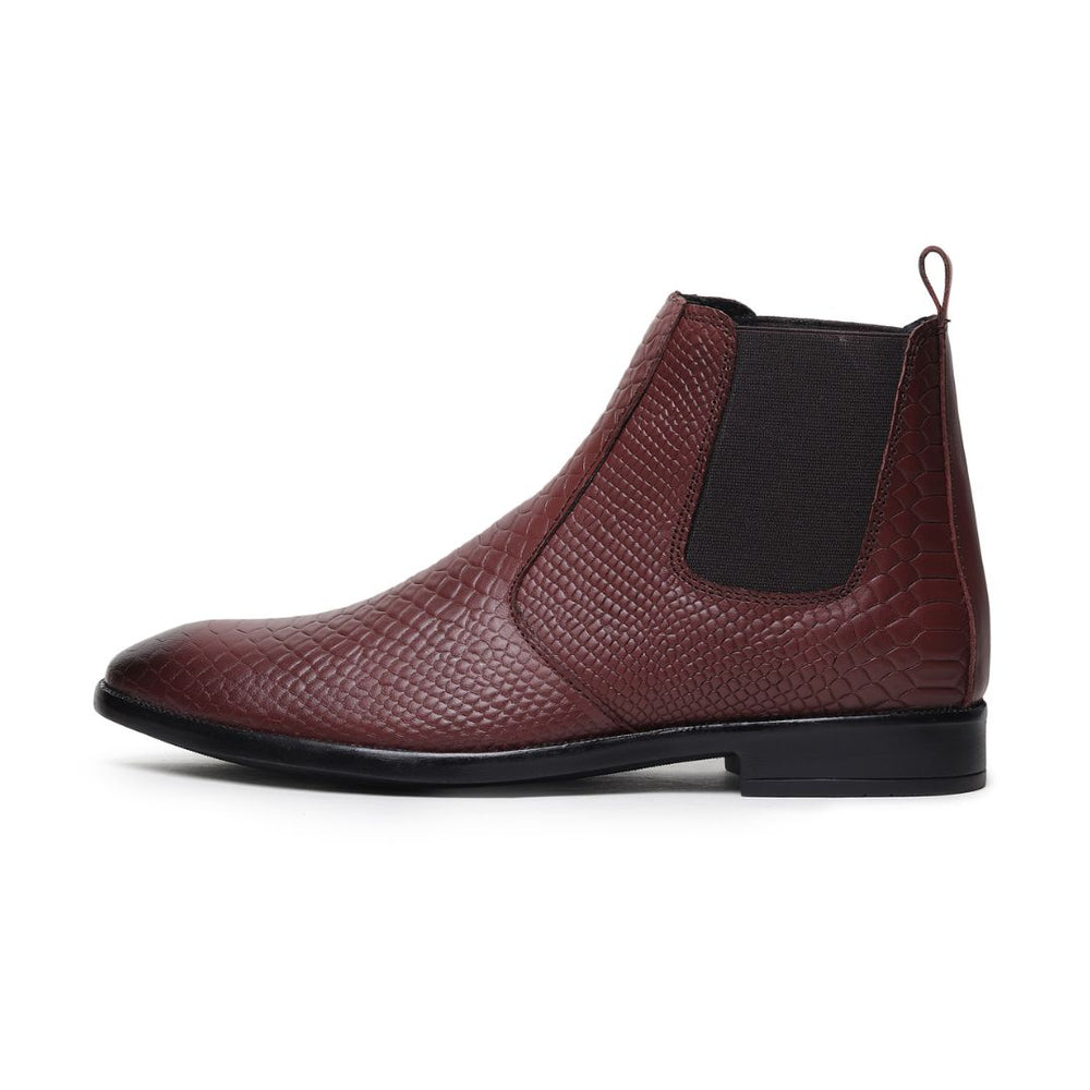 Hayes London | Hawk Chelsea Boots – Brown Textured Genuine Leather Men’s Shoes