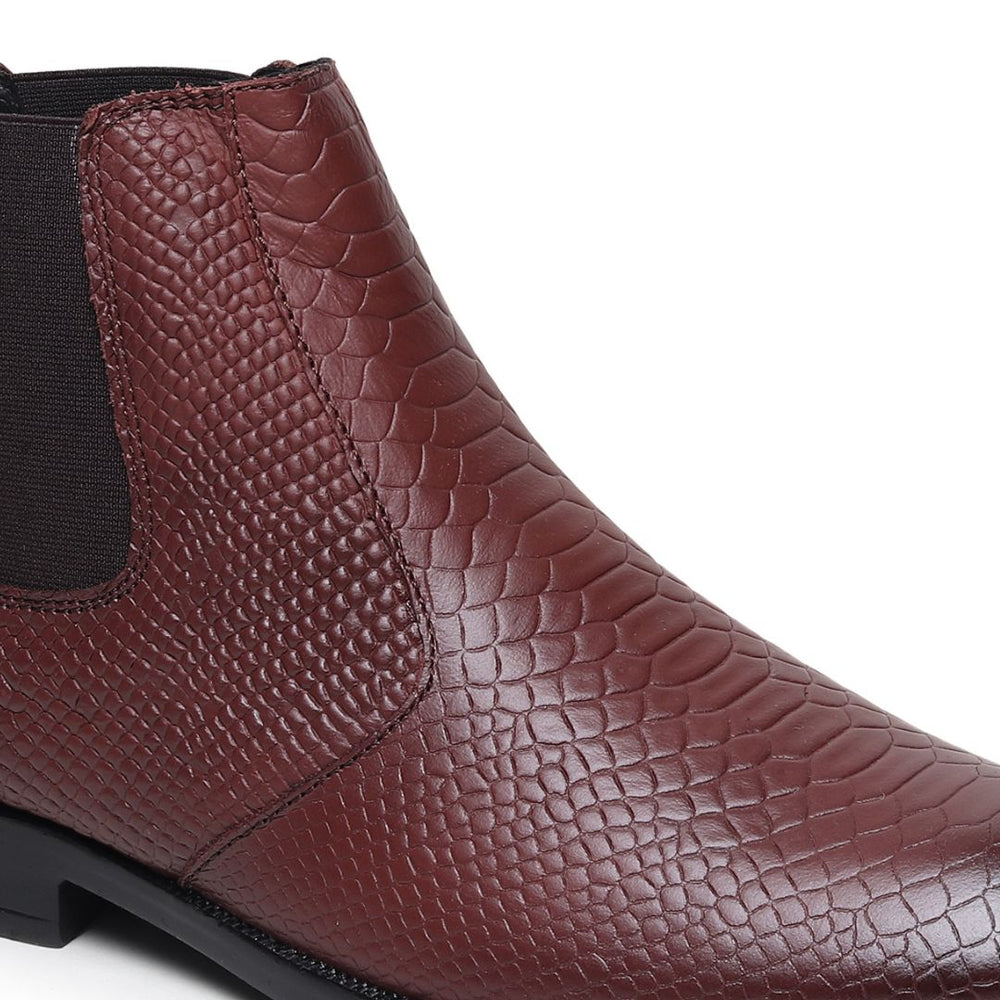 Hayes London | Hawk Chelsea Boots – Brown Textured Genuine Leather Men’s Shoes