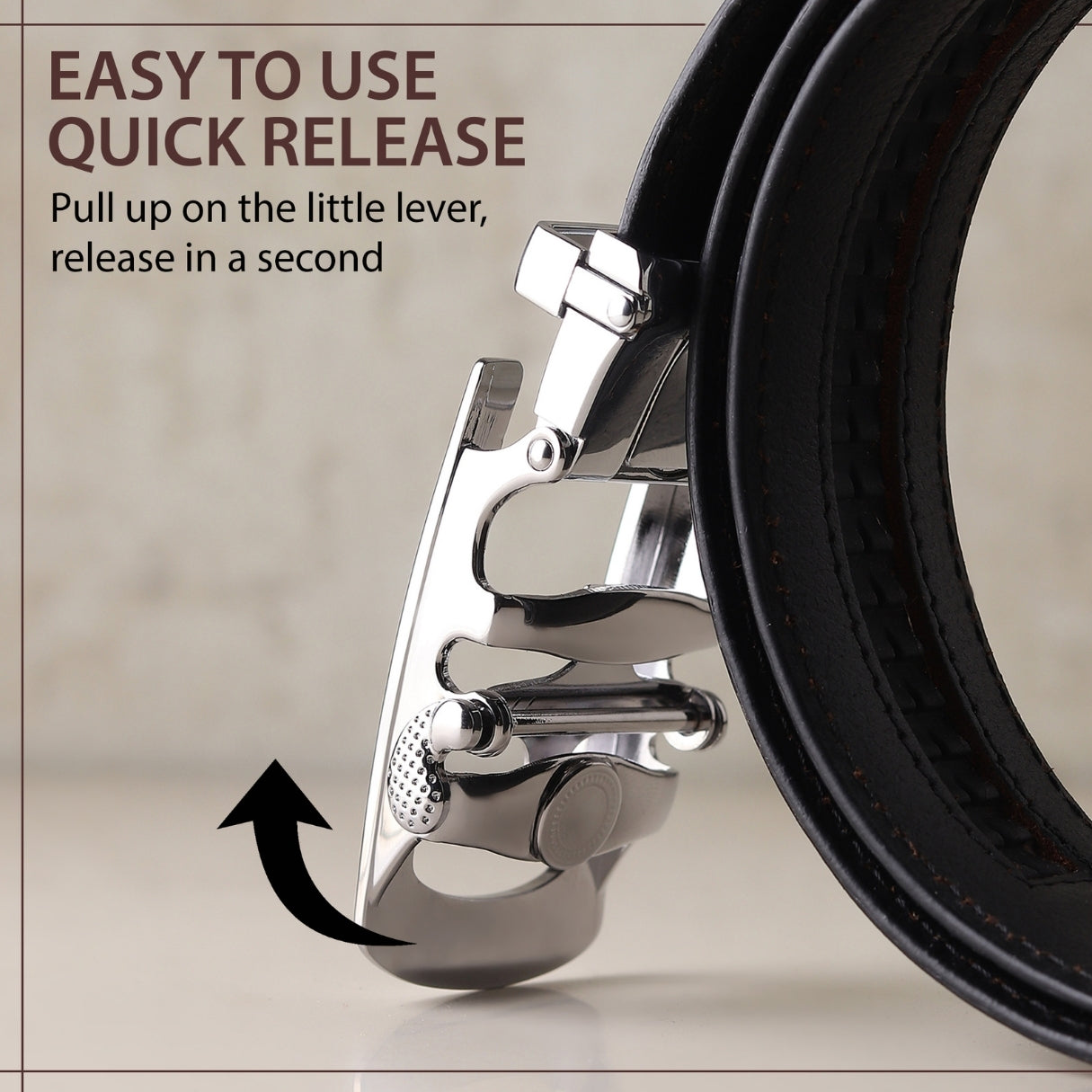 Hayes London | Auto-Lock Genuine Leather Black Belt for Men | Premium Micro-Adjustable No-Hole Belt (Leather Texture: Croco)