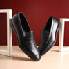 Hayes London | Windsor Penny Loafers – Black Perforated Genuine Leather Men’s Shoes