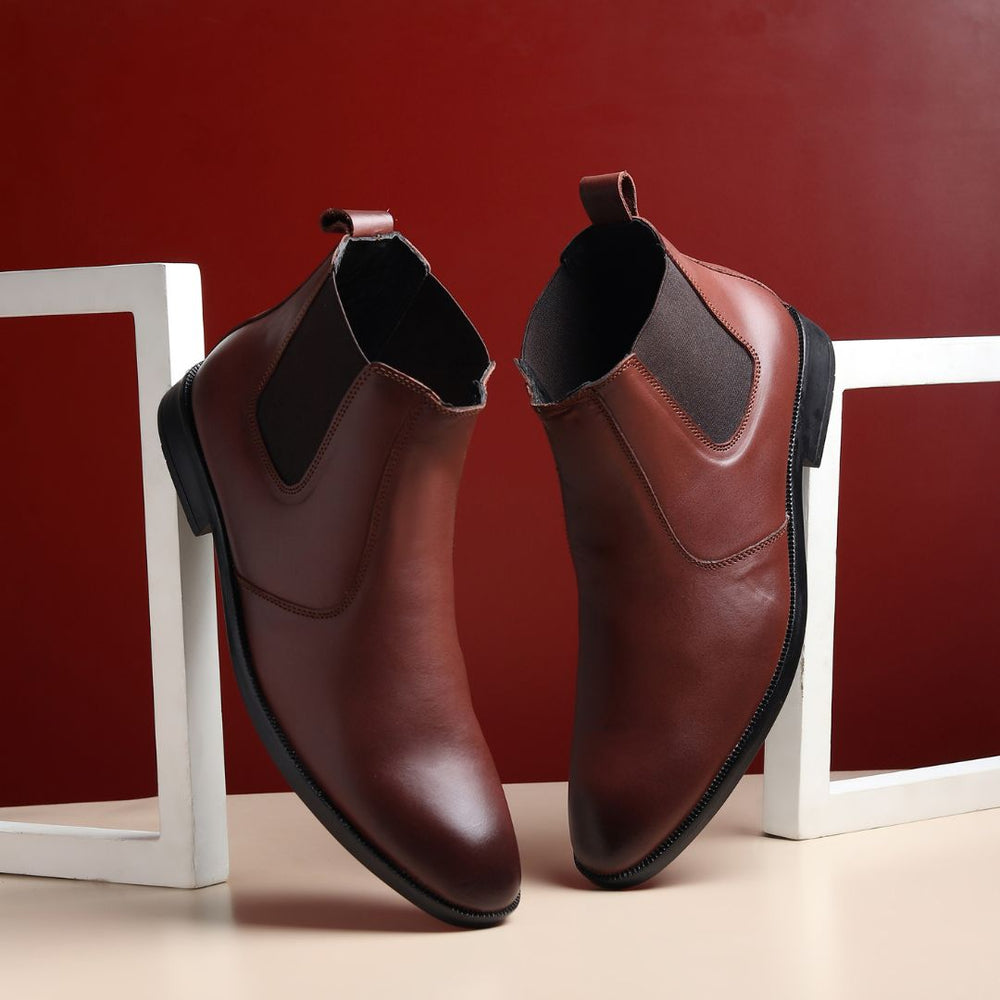 Hayes London | Strider Chelsea Boots – Brown Plain Genuine Leather Men’s Shoes