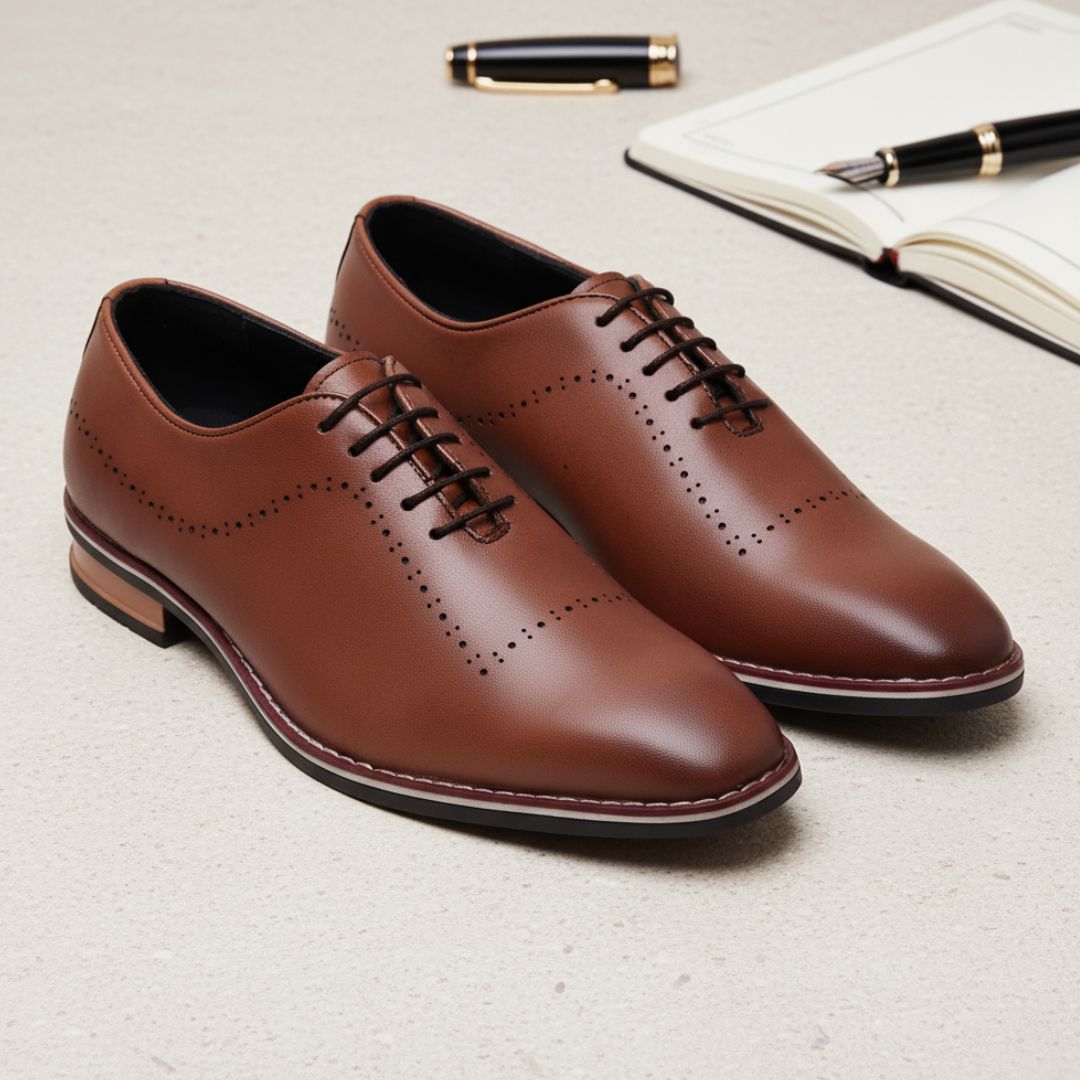Hayes London | Shelby Wholecut Oxford Shoes – Tan Plain Genuine Leather Men’s Shoes