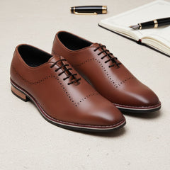 Hayes London | Shelby Wholecut Oxford Shoes – Tan Plain Genuine Leather Men’s Shoes