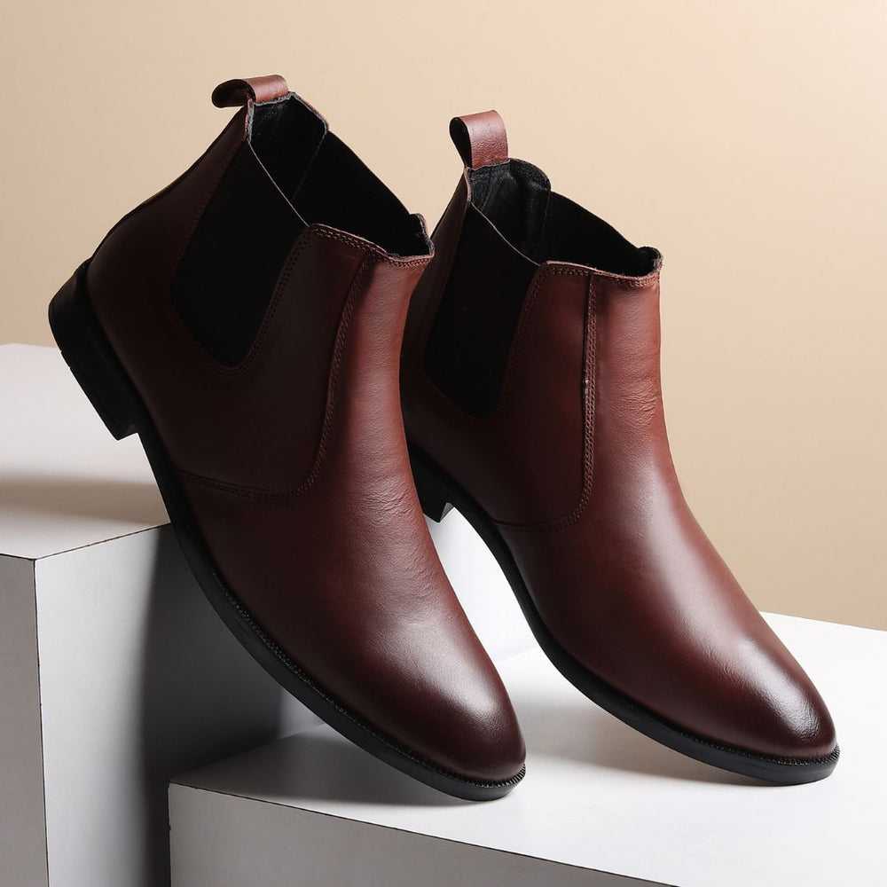 Hayes London | Strider Chelsea Boots – Brown Plain Genuine Leather Men’s Shoes