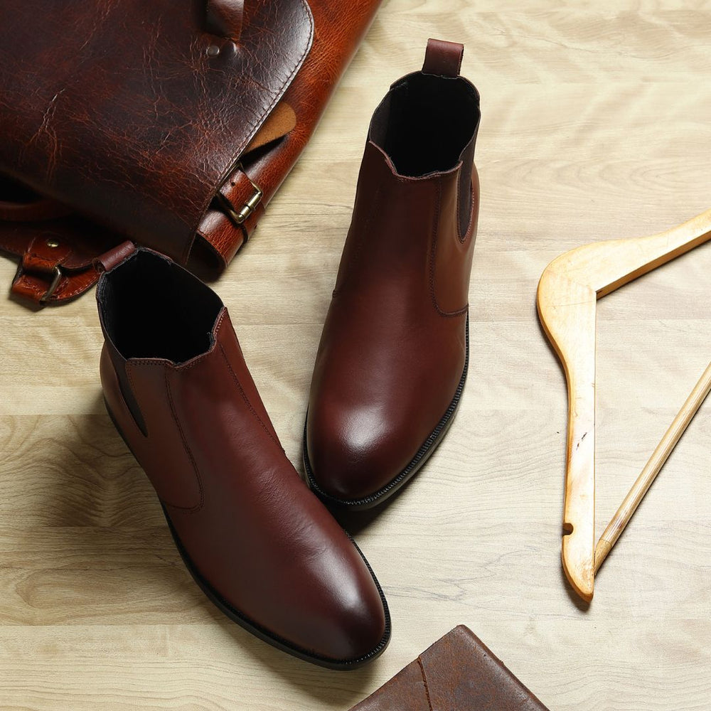 Hayes London | Strider Chelsea Boots – Brown Plain Genuine Leather Men’s Shoes