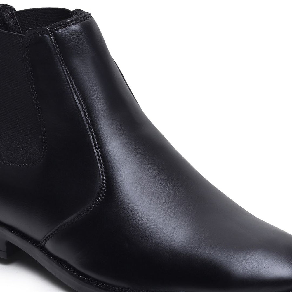 Hayes London | Strider Chelsea Boots – Black Plain Genuine Leather Men’s Shoes
