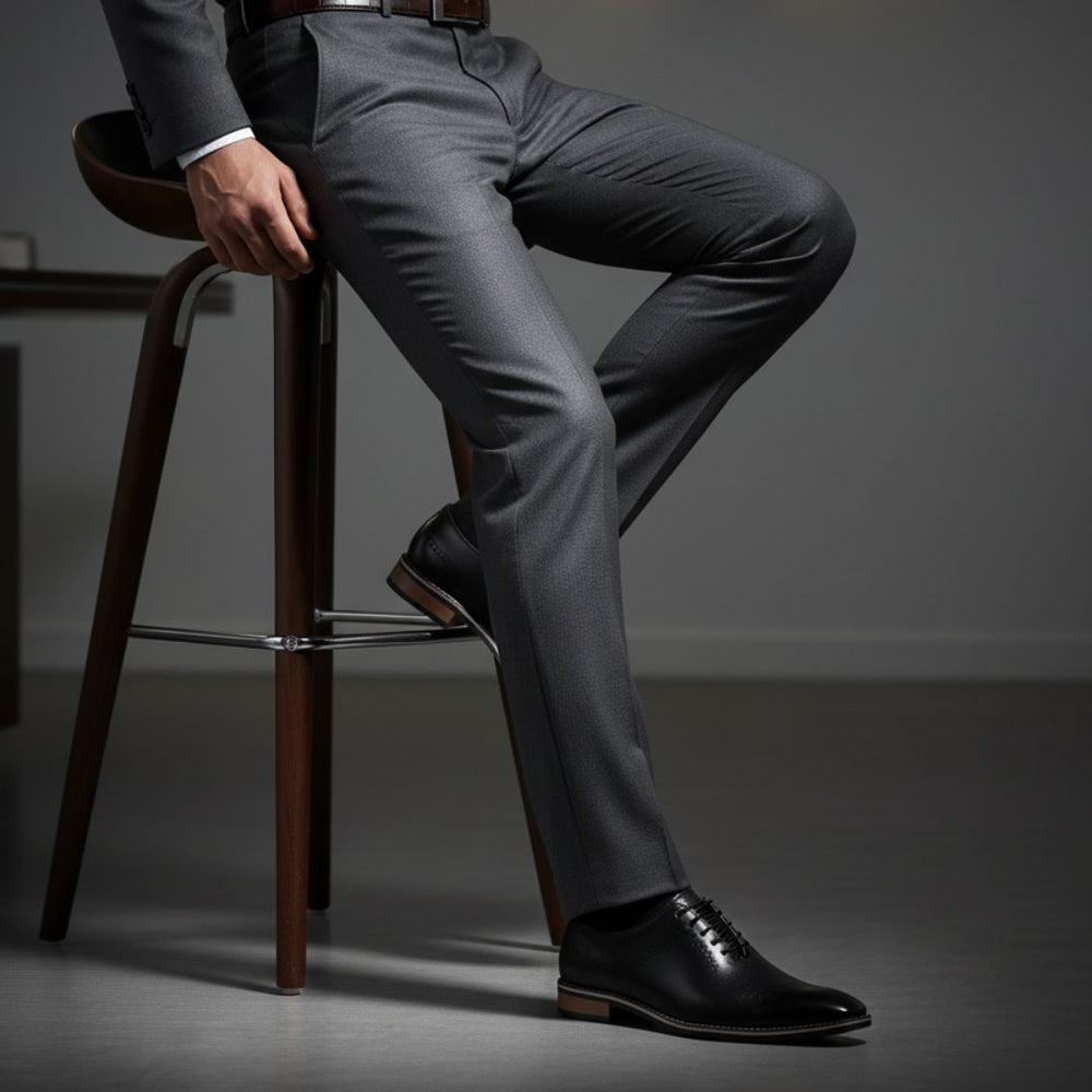 Hayes London | Shelby Wholecut Oxford Shoes – Black Plain Genuine Leather Men’s Shoes