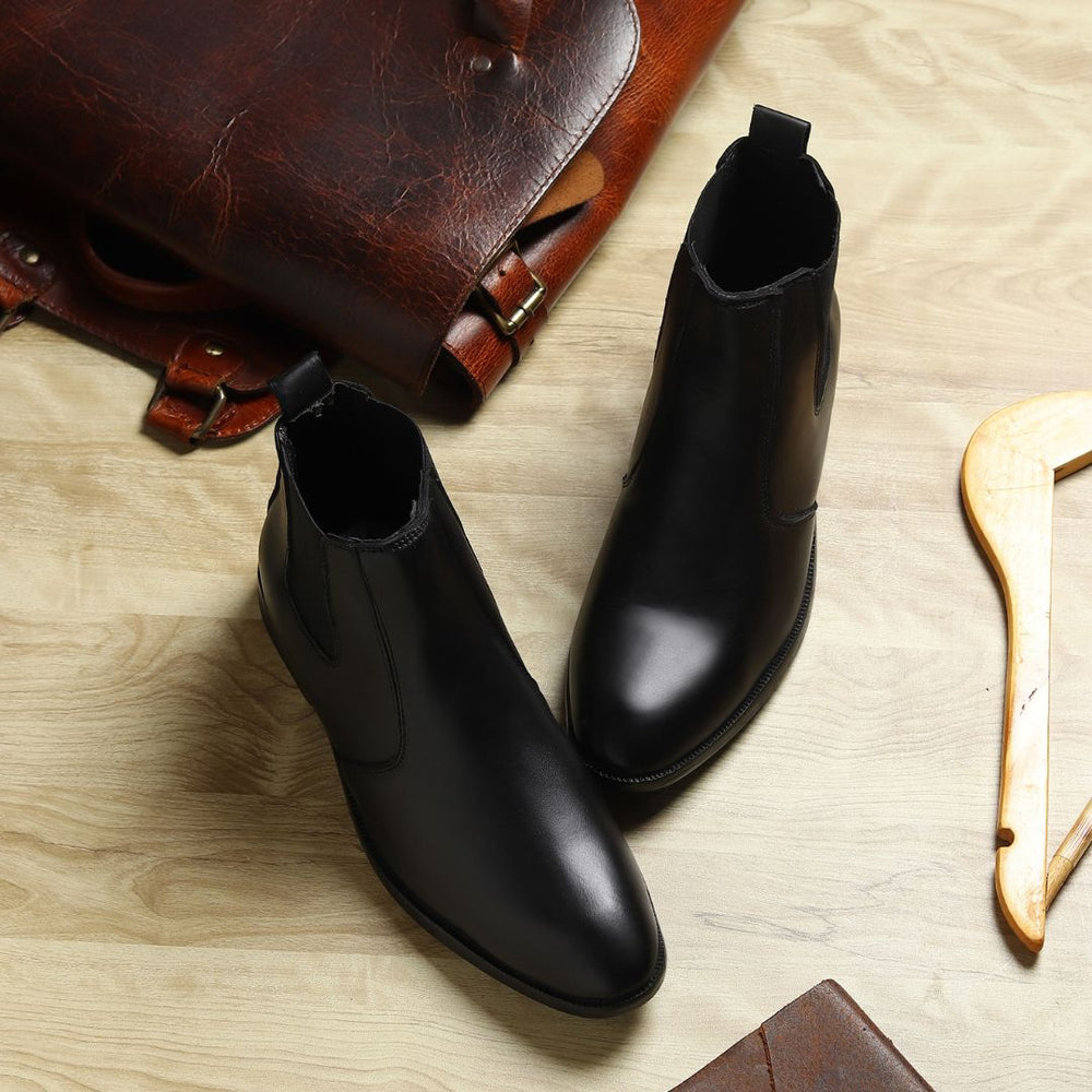 Hayes London | Strider Chelsea Boots – Black Plain Genuine Leather Men’s Shoes