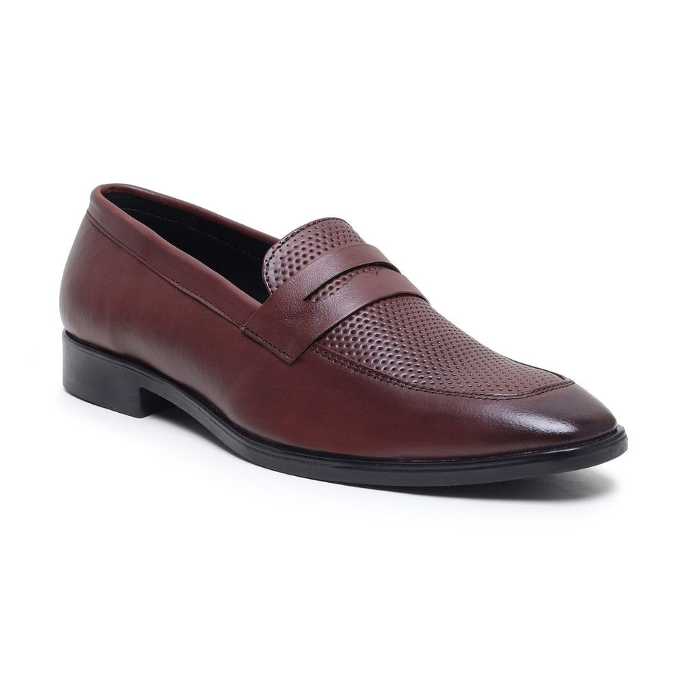 Hayes London | Windsor Brown Formal Penny Loafers for Men – Genuine Leather Dotted Slip-On Shoes for Office & Party Wear
