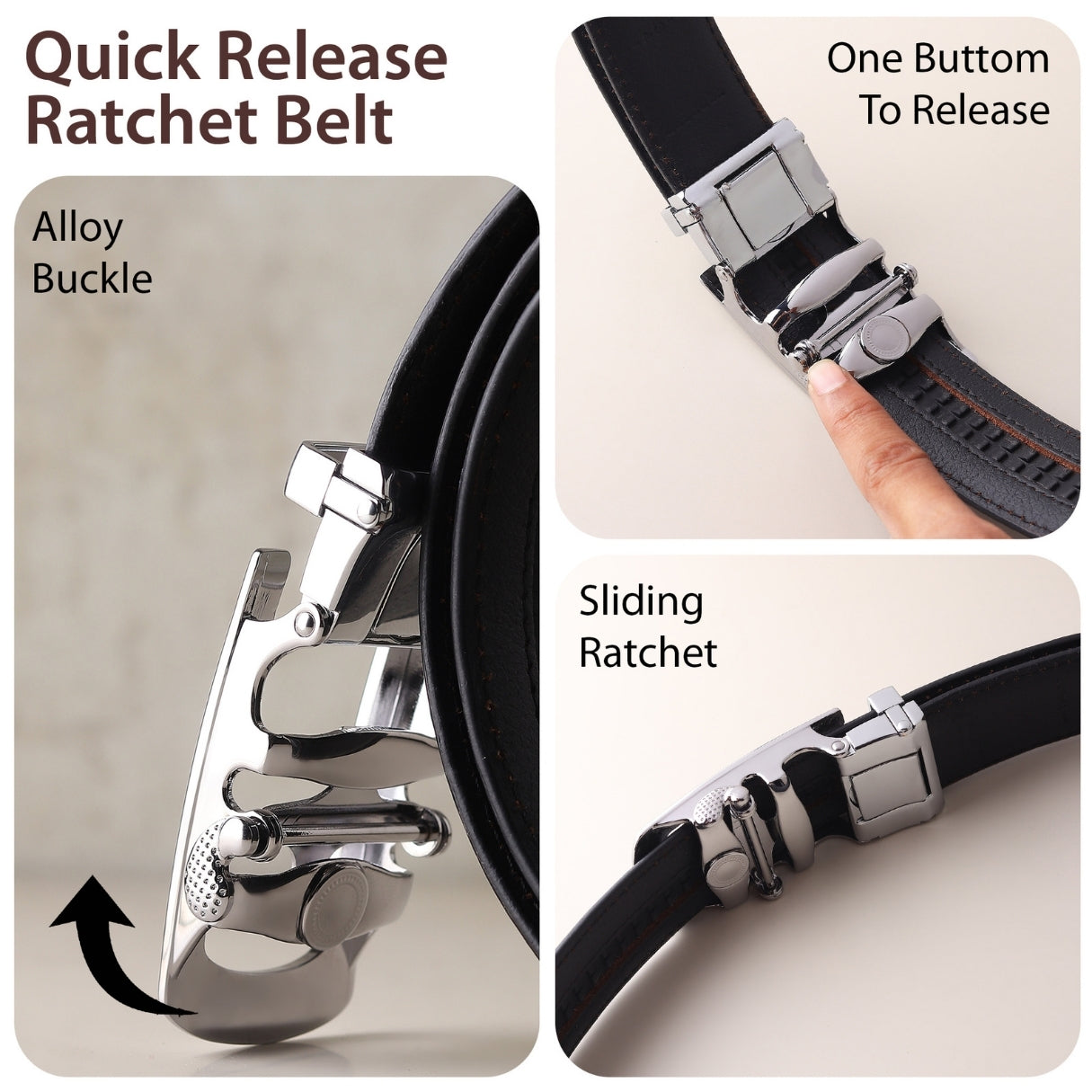 Hayes London | Auto-Lock Genuine Leather Black Belt for Men | Premium Micro-Adjustable No-Hole Belt (Leather Texture: Croco)