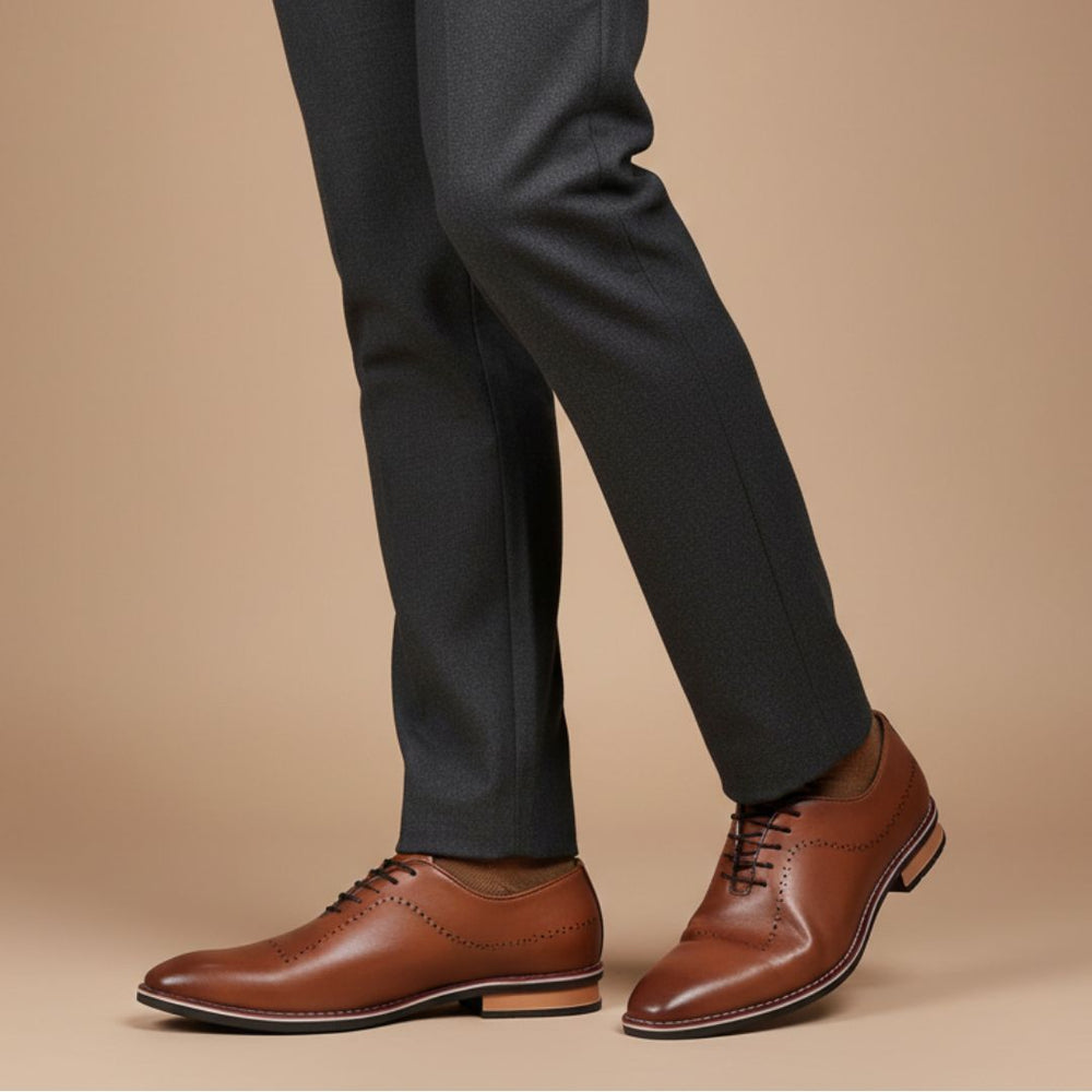 Hayes London | Shelby Wholecut Oxford Shoes – Tan Plain Genuine Leather Men’s Shoes