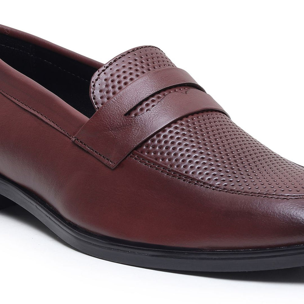 Hayes London | Windsor Brown Formal Penny Loafers for Men – Genuine Leather Dotted Slip-On Shoes for Office & Party Wear