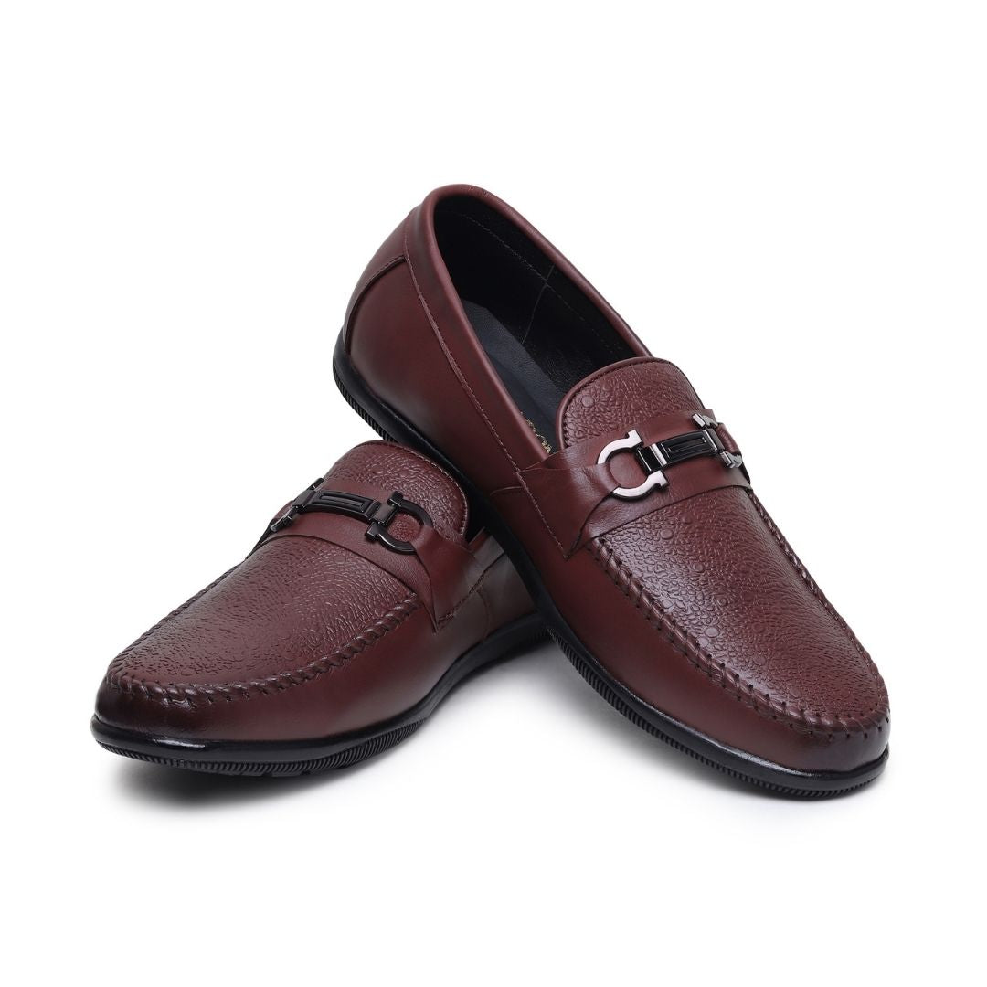 Hayes London | Falcon Horsebit Loafers – Brown Pebbled Genuine Leather Men’s Shoes