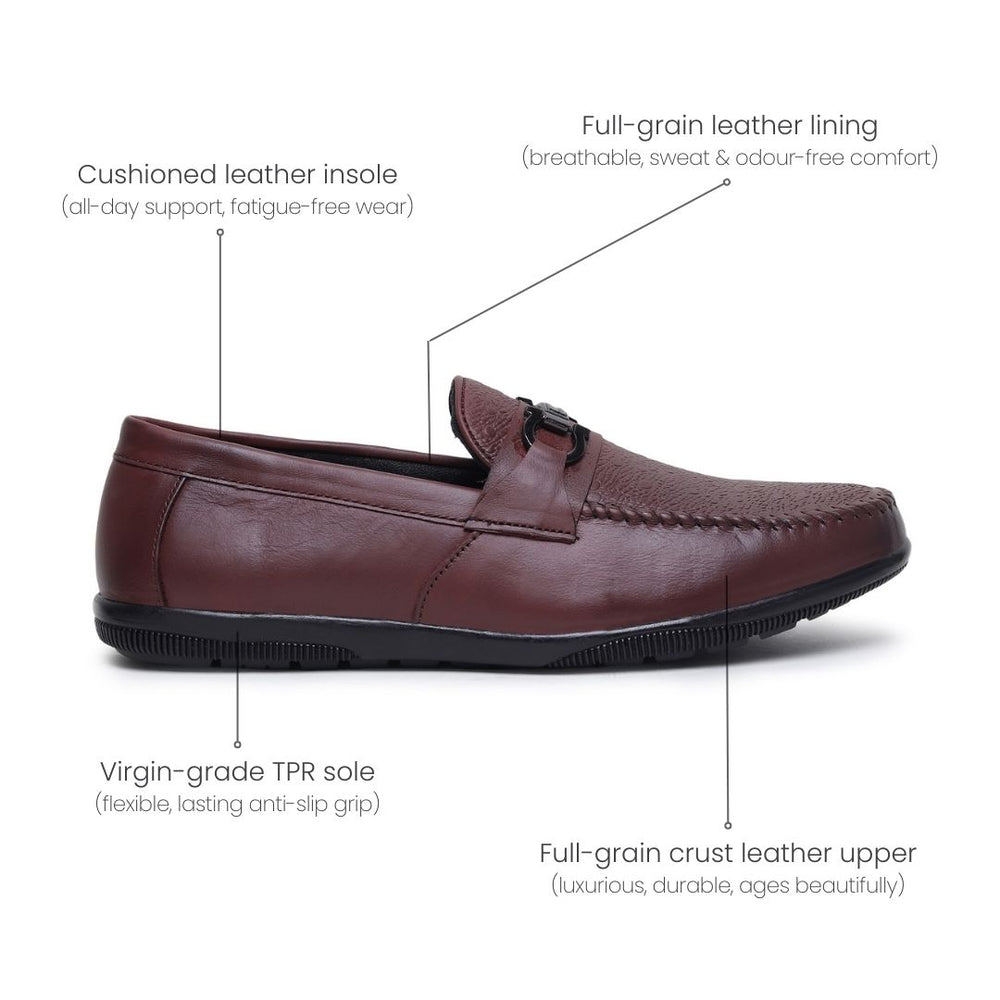 Hayes London | Falcon Horsebit Loafers – Brown Pebbled Genuine Leather Men’s Shoes