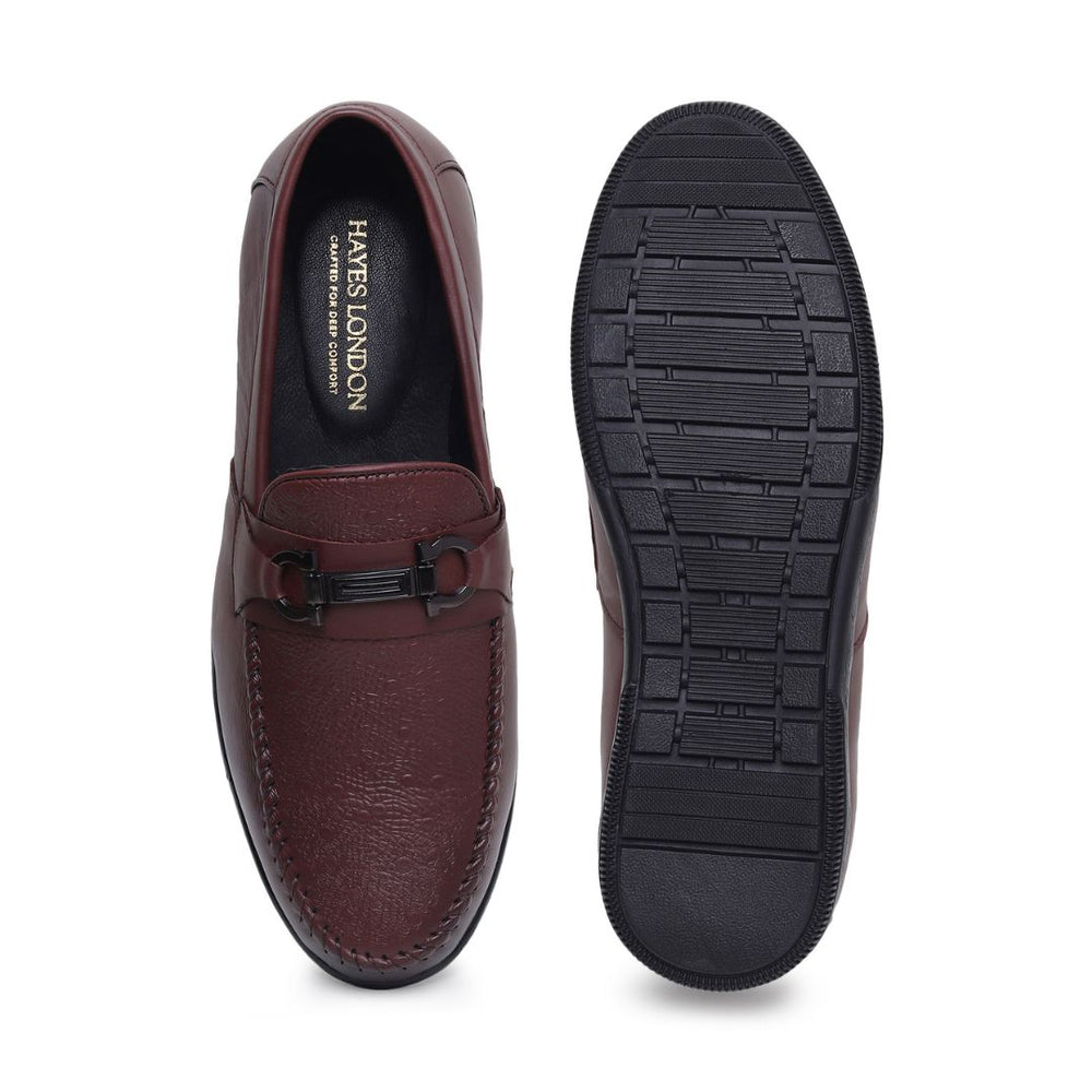 Hayes London | Falcon Horsebit Loafers – Brown Pebbled Genuine Leather Men’s Shoes