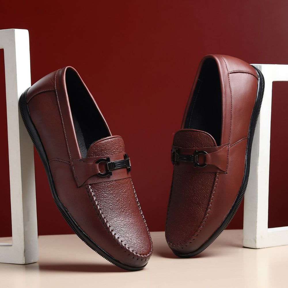 Hayes London | Falcon Horsebit Loafers – Brown Pebbled Genuine Leather Men’s Shoes