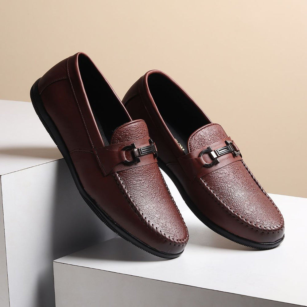 Hayes London | Falcon Horsebit Loafers – Brown Pebbled Genuine Leather Men’s Shoes