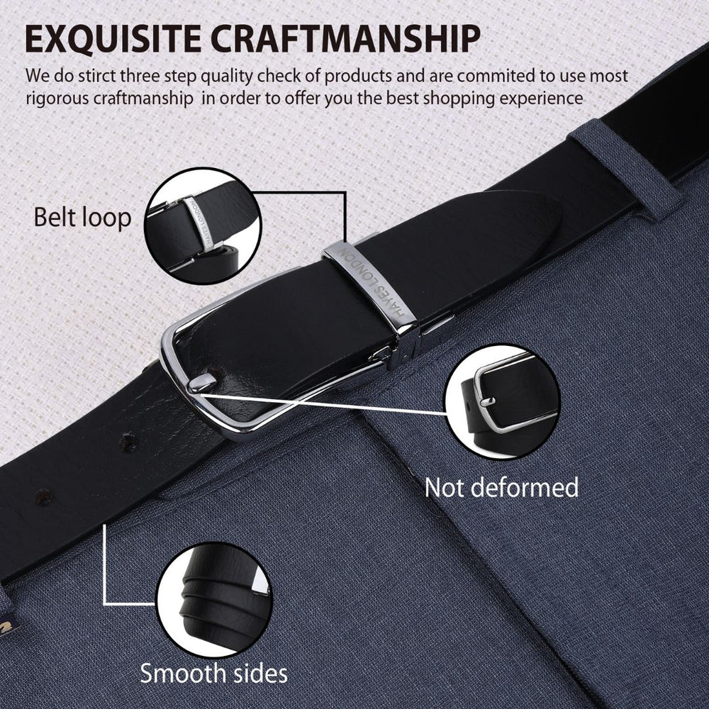 Hayes London | Reversible Black & Brown Genuine Leather Belt For Men (Leather Texture: Wild)