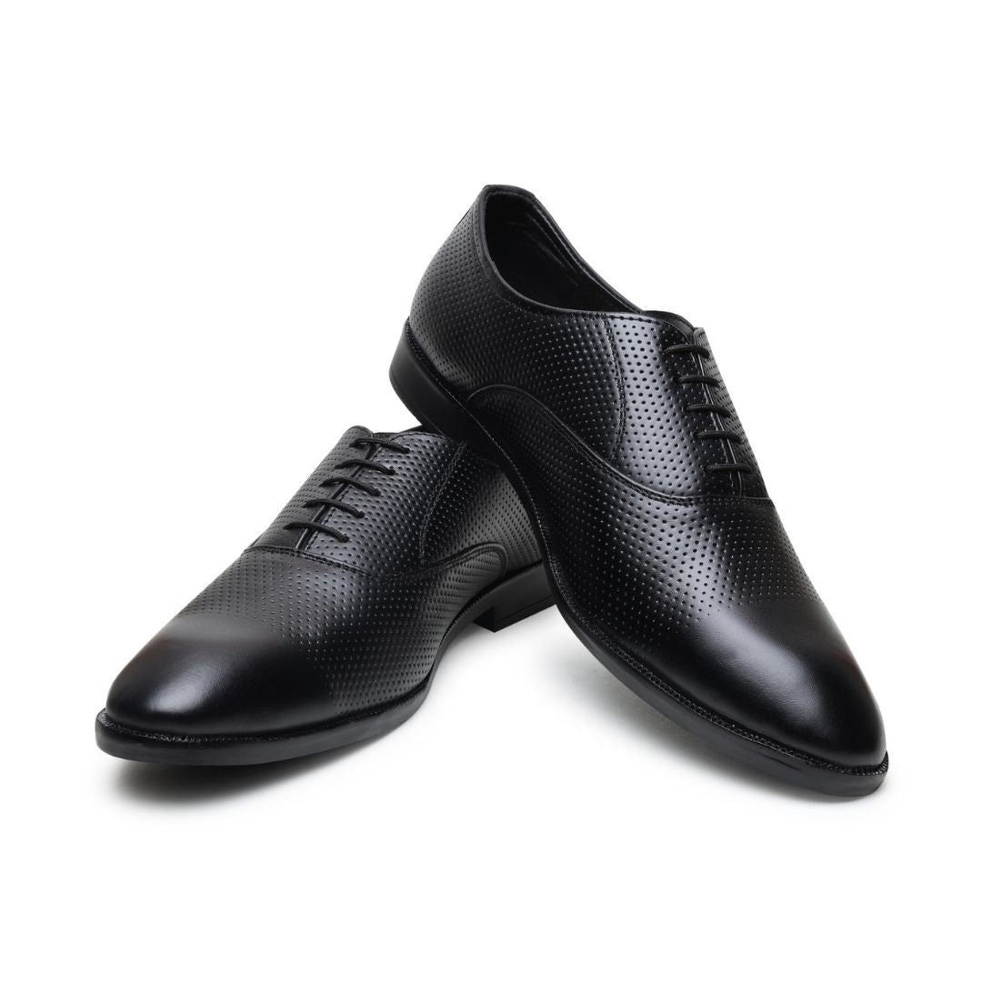Hayes London | Troy Oxford Shoes – Black Perforated Genuine Leather Men’s Shoes