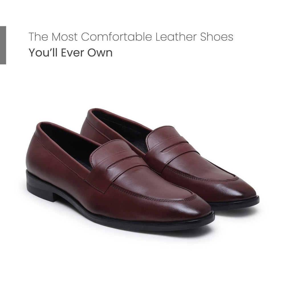 Hayes London | Belmonte Brown Formal Penny Loafers for Men – Genuine Leather Slip-On Shoes for Office & Party Wear