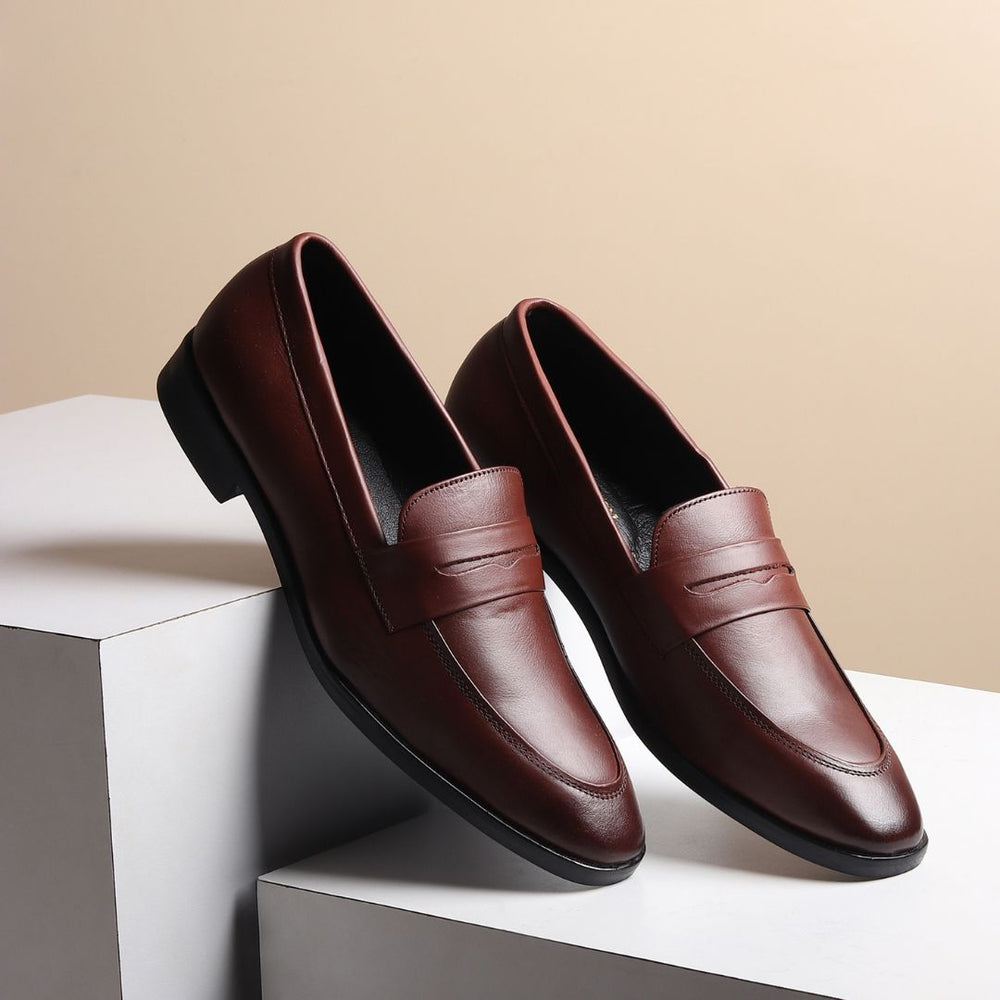 Hayes London | Belmonte Brown Formal Penny Loafers for Men – Genuine Leather Slip-On Shoes for Office & Party Wear