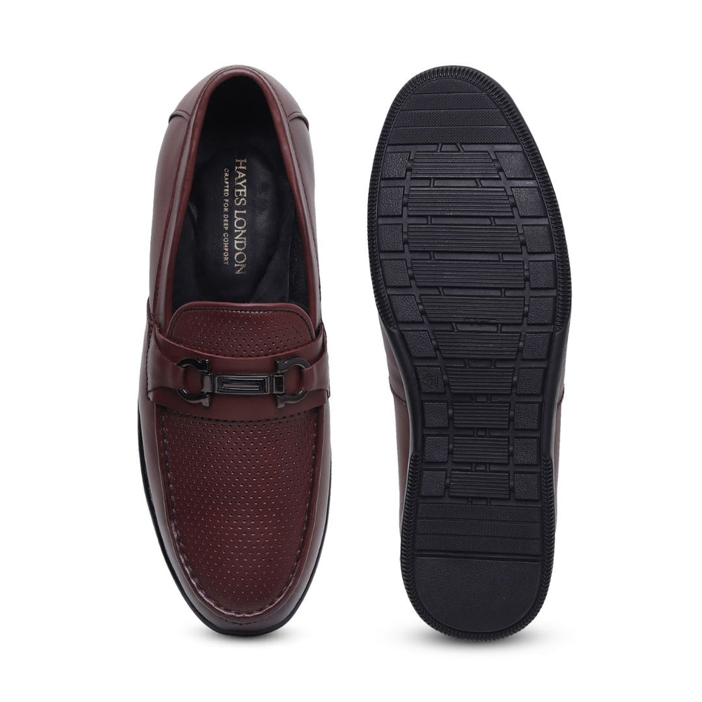 Hayes London | Dune Horsebit Loafers – Brown Perforated Genuine Leather Men’s Shoes