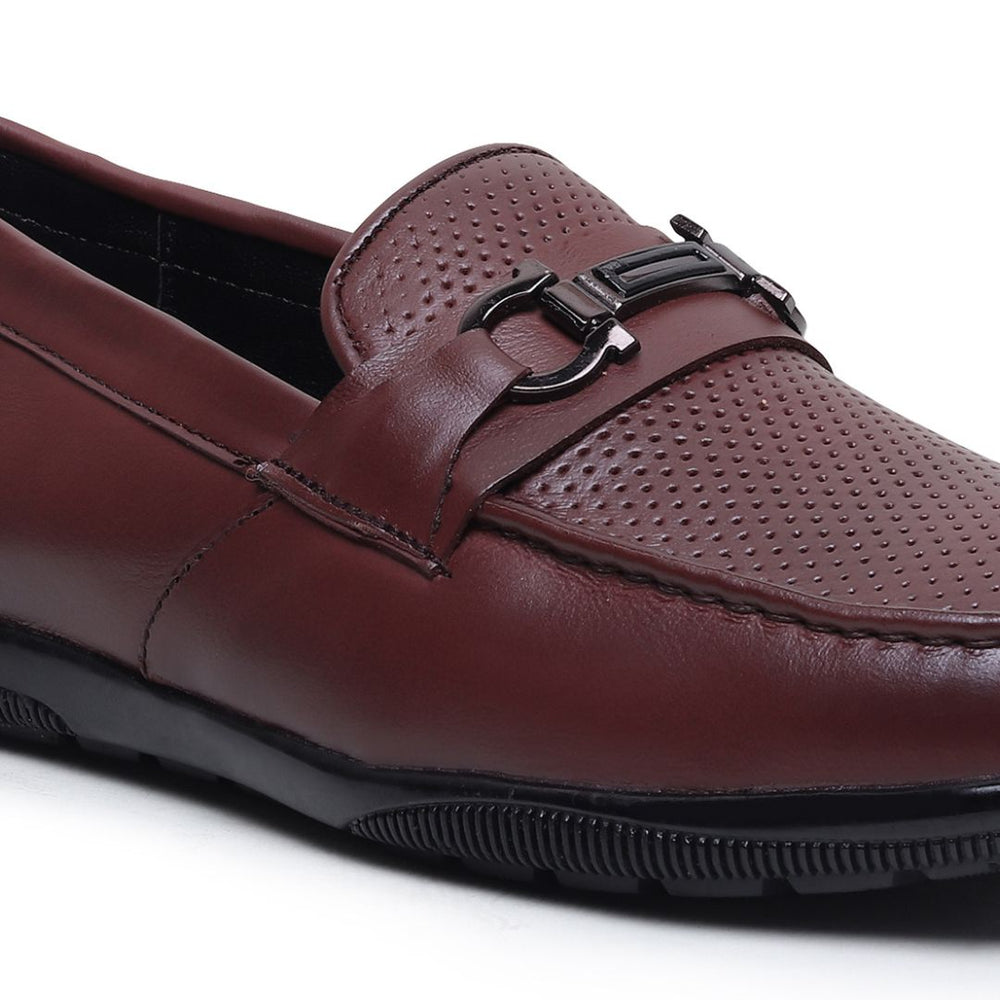 Hayes London | Dune Horsebit Loafers – Brown Perforated Genuine Leather Men’s Shoes
