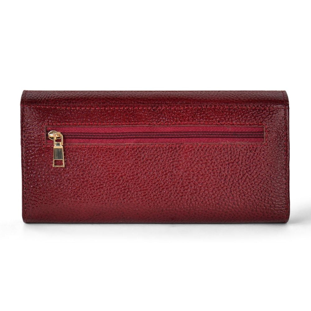 Hayes London | Cherry Genuine Leather Bi-Fold Clutch For Women (Leather Texture: Classic & Color: Cherry)