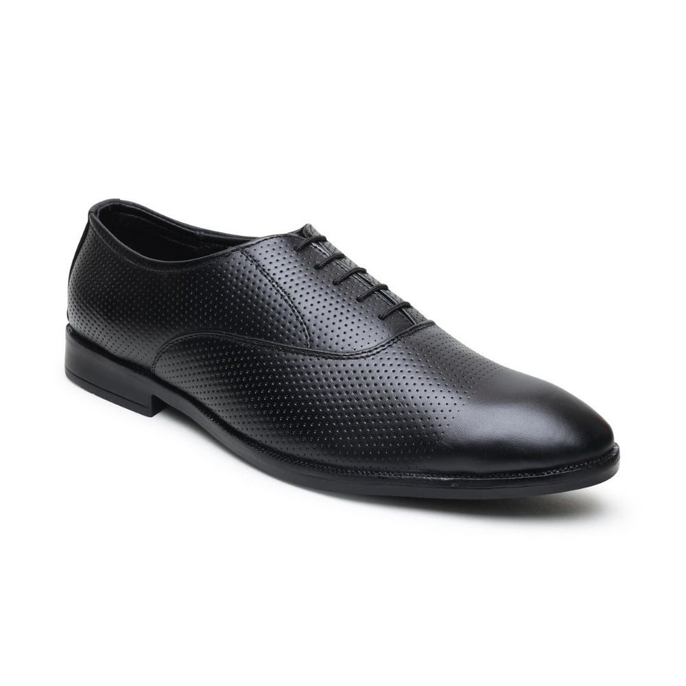 Hayes London | Troy Oxford Shoes – Black Perforated Genuine Leather Men’s Office Shoes