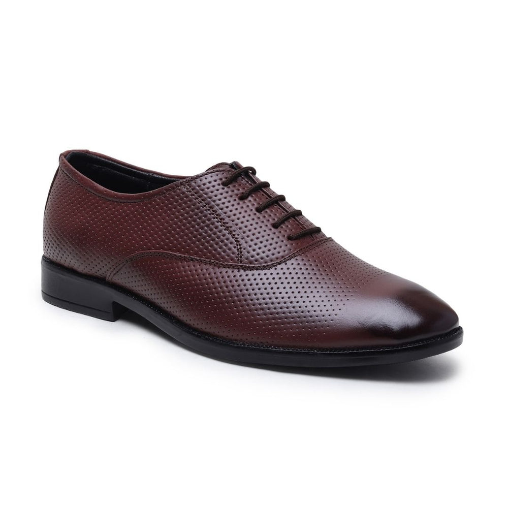 Hayes London | Troy Oxford Shoes – Brown Perforated Genuine Leather Men’s Office Shoes