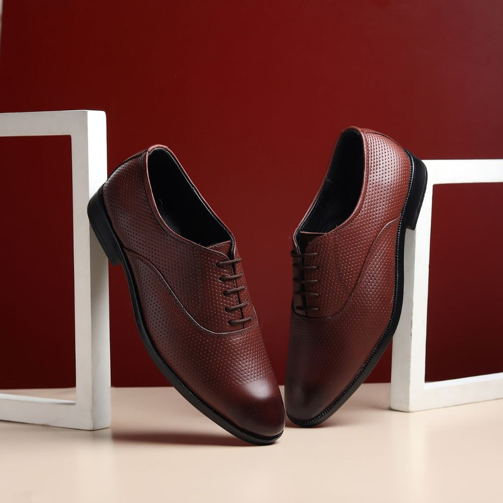 Hayes London | Troy Oxford Shoes – Brown Perforated Genuine Leather Men’s Office Shoes