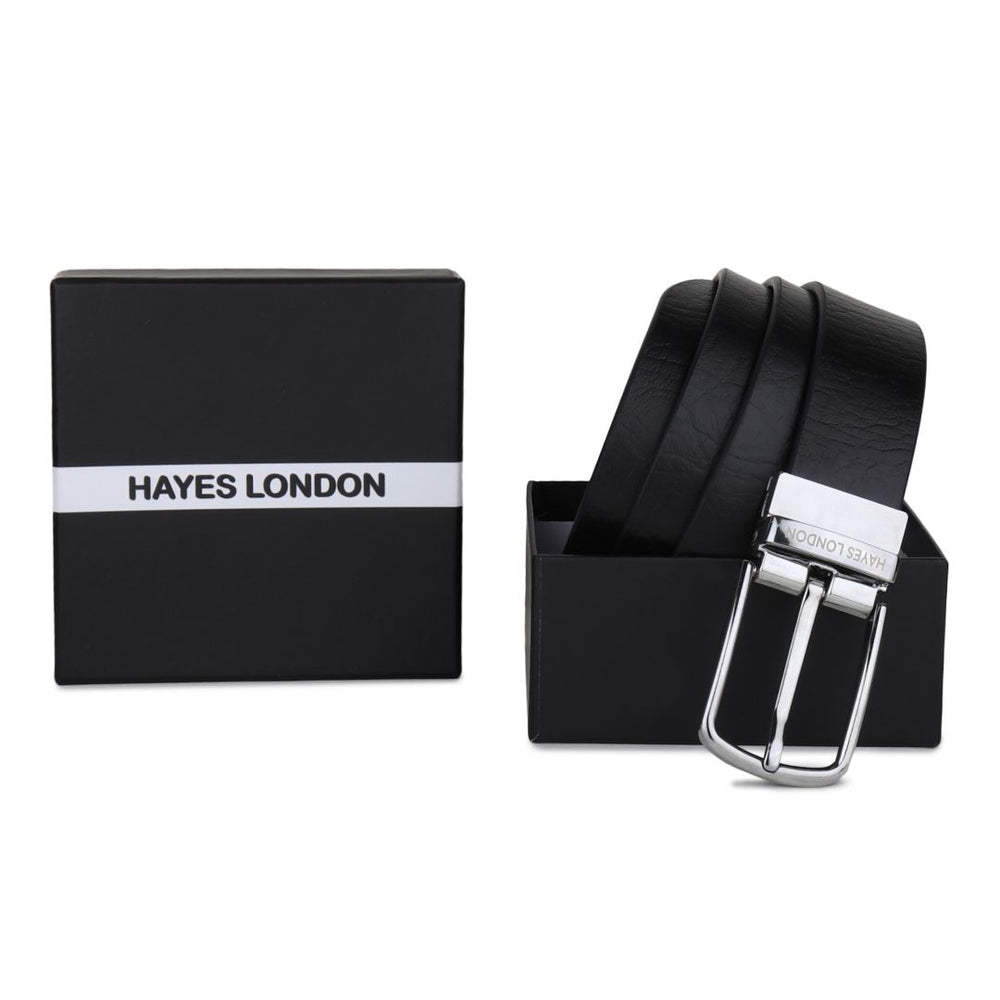 Hayes London | Reversible Black & Brown Genuine Leather Belt For Men (Leather Texture: Wild)