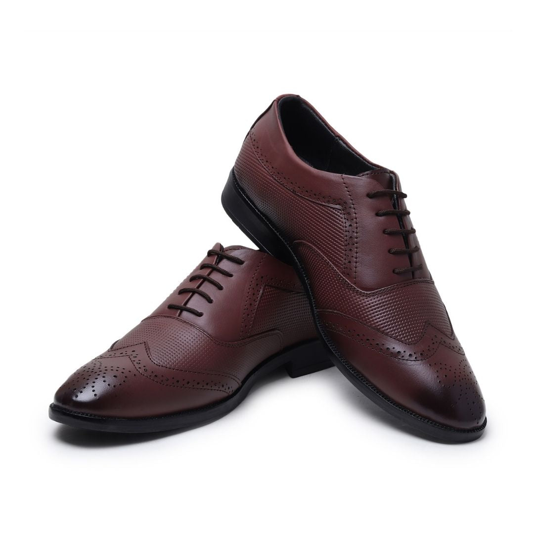 Hayes London | Monarch Wingtip Brogues – Brown Perforated Genuine Leather Men’s Shoes