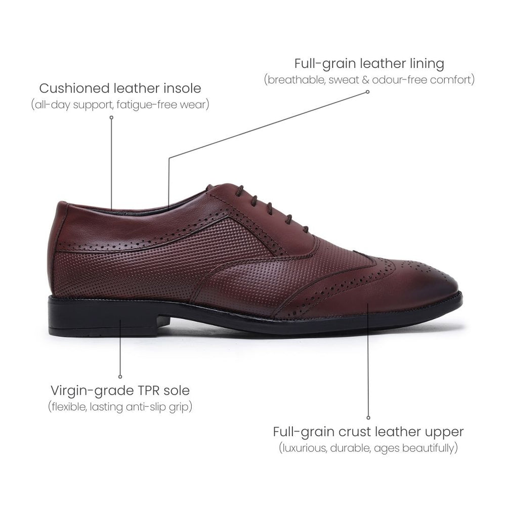 Hayes London | Monarch Wingtip Brogues – Brown Perforated Genuine Leather Men’s Shoes