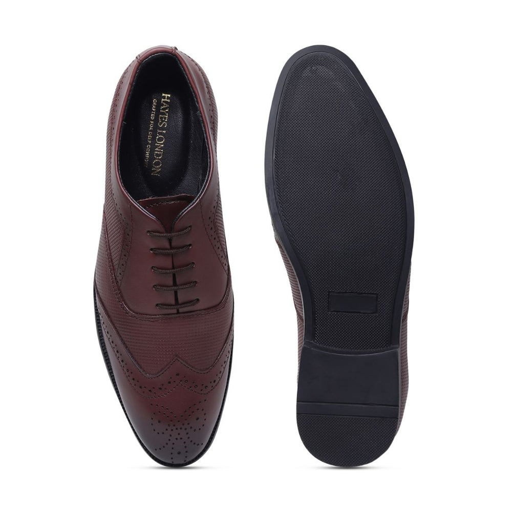 Hayes London | Monarch Wingtip Brogues – Brown Perforated Genuine Leather Men’s Shoes