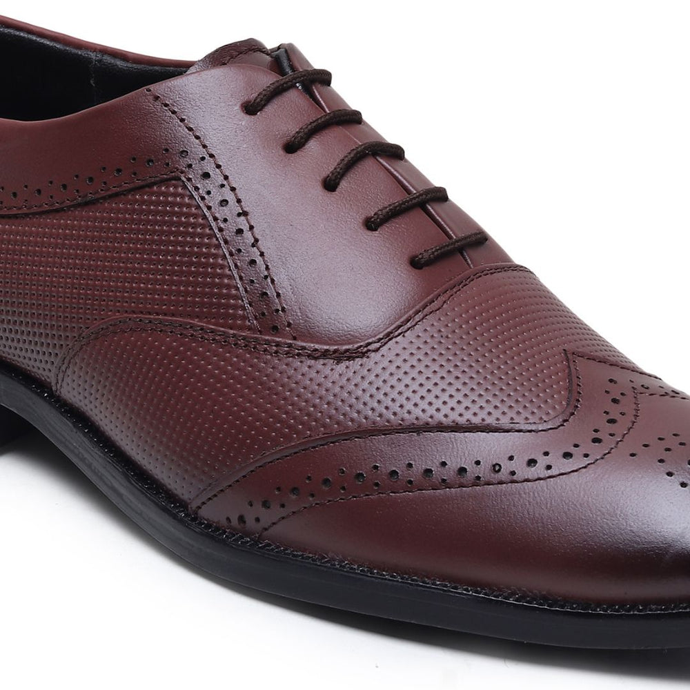 Hayes London | Monarch Wingtip Brogues – Brown Perforated Genuine Leather Men’s Shoes