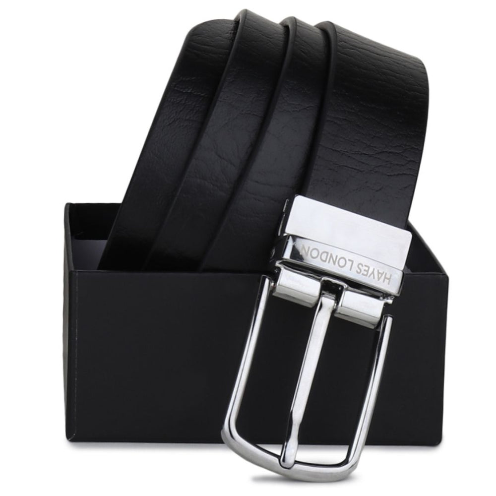Hayes London | Reversible Black & Brown Genuine Leather Belt For Men (Leather Texture: Wild)