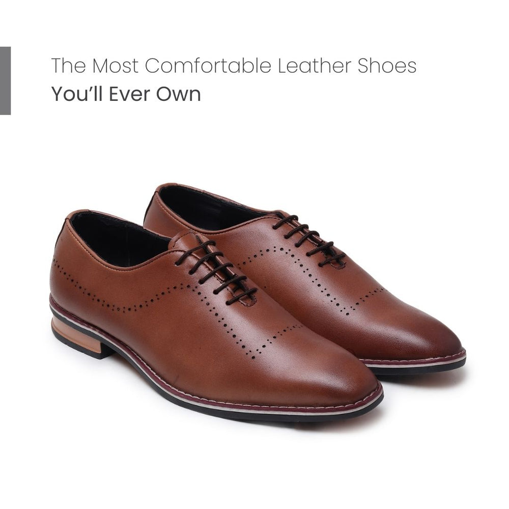 Hayes London | Shelby Wholecut Oxford Shoes – Tan Plain Genuine Leather Men’s Shoes