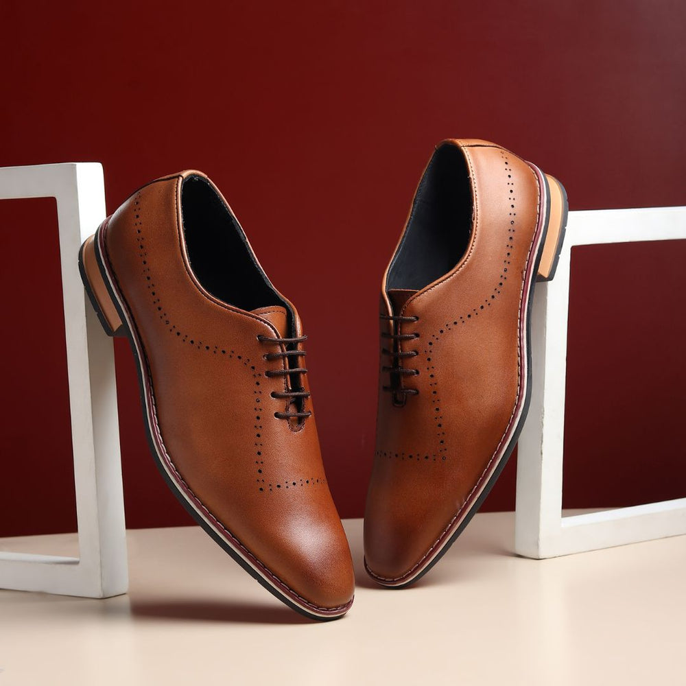 Hayes London | Shelby Wholecut Oxford Shoes – Tan Plain Genuine Leather Men’s Shoes