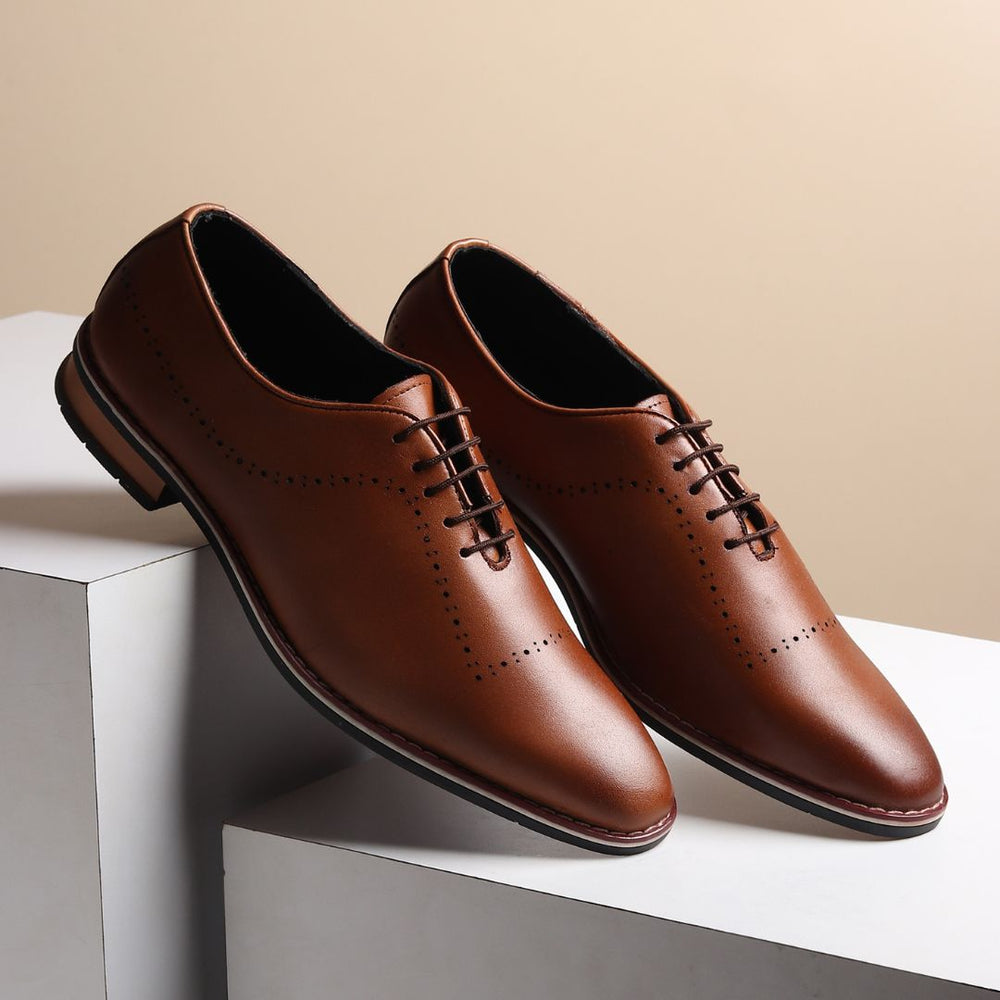 Hayes London | Shelby Wholecut Oxford Shoes – Tan Plain Genuine Leather Men’s Shoes