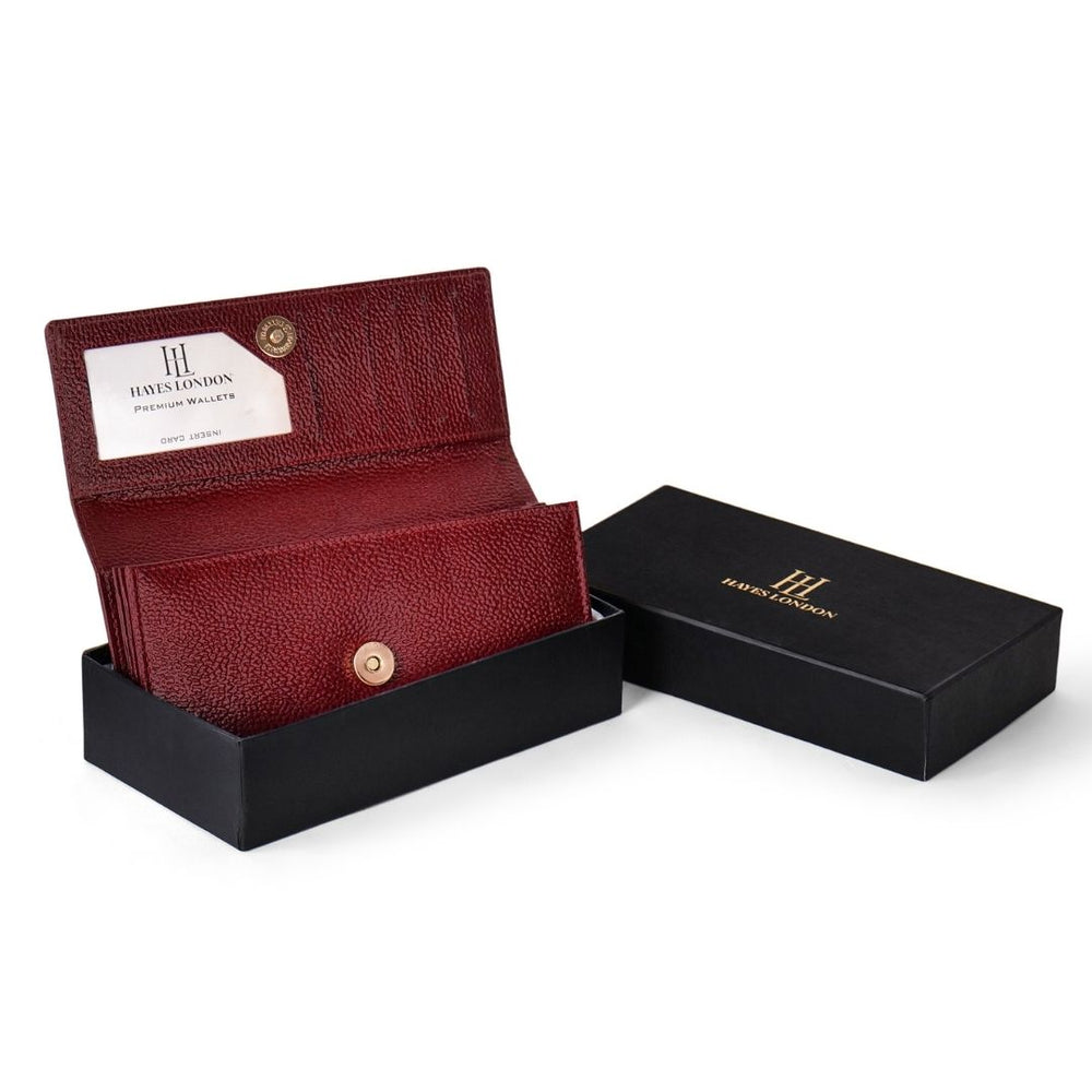 Hayes London | Cherry Genuine Leather Bi-Fold Clutch For Women (Leather Texture: Classic & Color: Cherry)